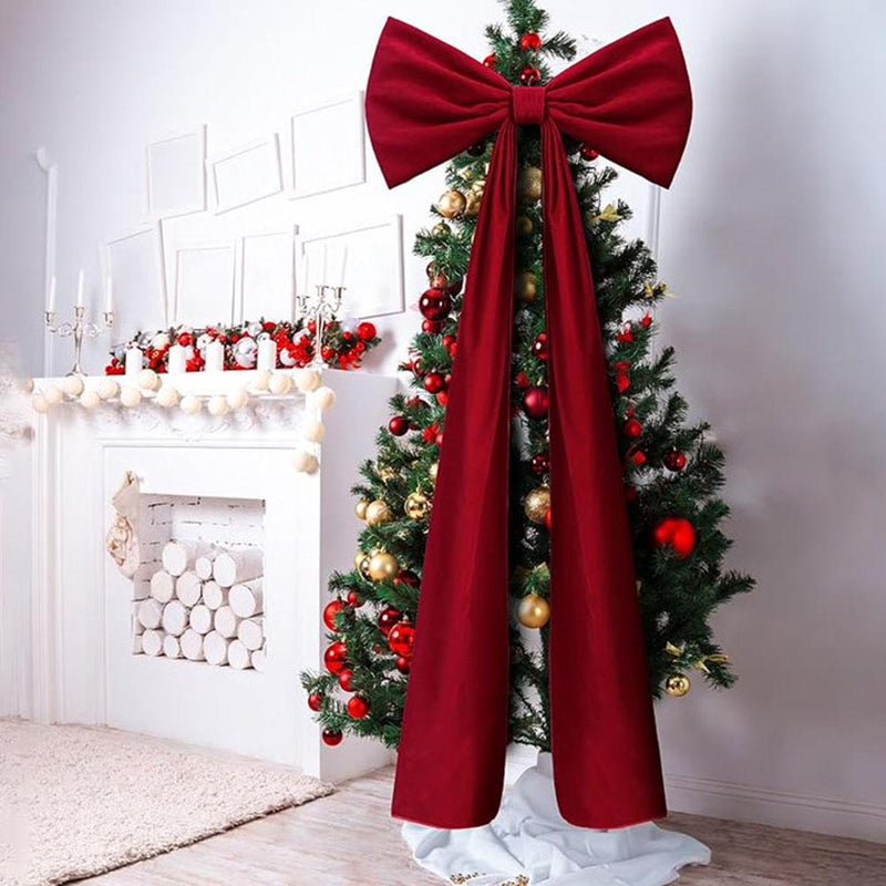 20 x 71 Inches Extra Large Red Velvet Bow for Christmas Tree Decoration, Giant Xmas Tree Toppers Bows for Home Wreath Wall Backdrop Birthday Wedding Party Decorations (Red) - Image 3
